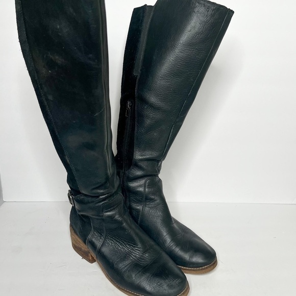Lucky Brand Timini Black Leather Riding High Boots Size 8.5 Women’s - Picture 1 of 6